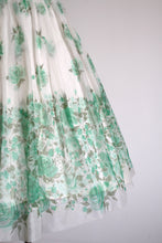 Load image into Gallery viewer, MARKED DOWN vintage 1950s green floral party dress {xs}