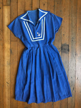 Load image into Gallery viewer, vintage 1940s nautical linen dress {S}
