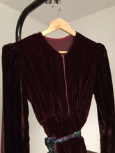 Load image into Gallery viewer, vintage 1930s velvet half zip dress {s/m}