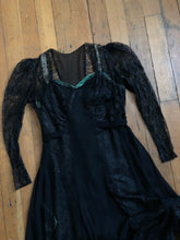 Load image into Gallery viewer, MARKED DOWN vintage 1930s antique lace black dress