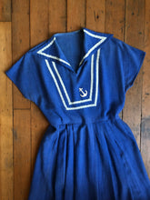 Load image into Gallery viewer, vintage 1940s nautical linen dress {S}