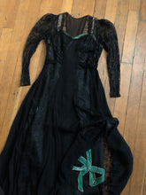 Load image into Gallery viewer, MARKED DOWN vintage 1930s antique lace black dress