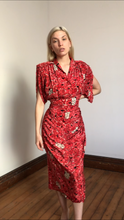 Load image into Gallery viewer, MARKED DOWN vintage 1940s silk novelty Tall Ship dress {s}