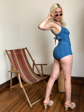 Load image into Gallery viewer, vintage 1930s blue swimsuit {xs}