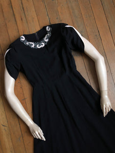 MARKED DOWN vintage 1930s black evening dress {m}