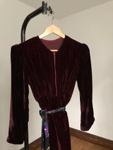 Load image into Gallery viewer, vintage 1930s velvet half zip dress {s/m}