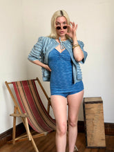Load image into Gallery viewer, vintage 1930s blue swimsuit {xs}
