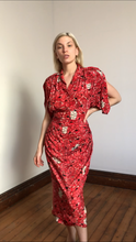 Load image into Gallery viewer, MARKED DOWN vintage 1940s silk novelty Tall Ship dress {s}