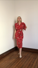Load image into Gallery viewer, MARKED DOWN vintage 1940s silk novelty Tall Ship dress {s}