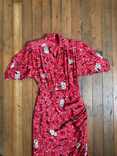 Load image into Gallery viewer, MARKED DOWN vintage 1940s silk novelty Tall Ship dress {s}