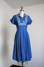 Load image into Gallery viewer, vintage 1940s nautical linen dress {S}