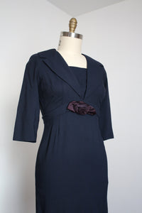 MARKED DOWN vintage 1960s navy wiggle dress {S}