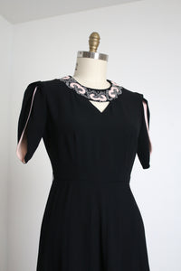 MARKED DOWN vintage 1930s black evening dress {m}