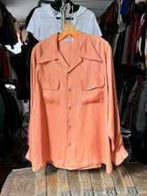 Load image into Gallery viewer, vintage 1950s long sleeve rayon shirt - loop collar