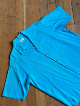 Load image into Gallery viewer, vintage 1950s blue short sleeve button up shirt
