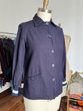Load image into Gallery viewer, vintage 1950s navy wool casual jacket