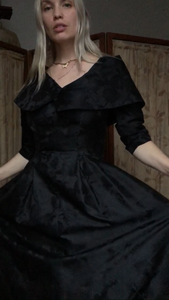 vintage 1950s black silk dress {s}