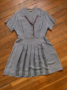 vintage 1940s fleur-de-lis rayon dress {XL/1X}