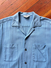 Load image into Gallery viewer, vintage 1950s blue rayon long sleeve shirt - loop collar