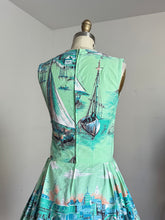 Load image into Gallery viewer, vintage 1950s novelty sailboat sun dress {xs}