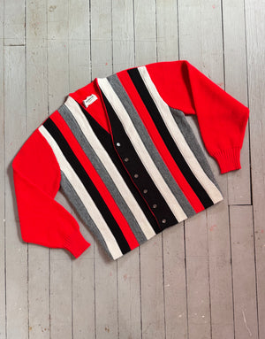 vintage 1960s color block striped cardigan