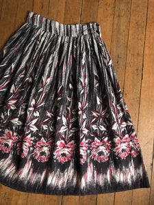 vintage 1950s upside down roses skirt {m}