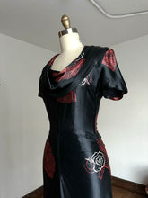 Load image into Gallery viewer, vintage 1940s novelty fan dress {xs}