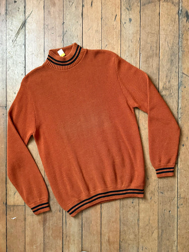 NOS vintage 1970s orange turtleneck knit pullover sweater