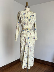 vintage 1940s novelty print rayon dress {xs}