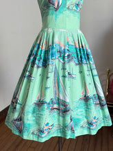 Load image into Gallery viewer, vintage 1950s novelty sailboat sun dress {xs}