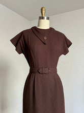 Load image into Gallery viewer, vintage 1950s brown wool dress {xs}