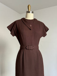 vintage 1950s brown wool dress {xs}