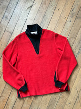 Load image into Gallery viewer, vintage 1950s red fuzzy pullover quarter zip sweater