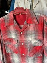 Load image into Gallery viewer, vintage 1950s plaid wool long sleeve shirt - loop collar