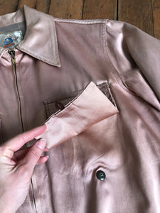 vintage 1950s pocket flap novelty satin jacket