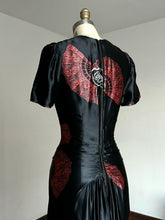 Load image into Gallery viewer, vintage 1940s novelty fan dress {xs}