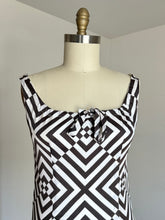 Load image into Gallery viewer, vintage 1960s psychedelic black and white dress {s/m}