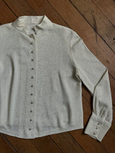 Load image into Gallery viewer, vintage 1960s silver metallic blouse {L}