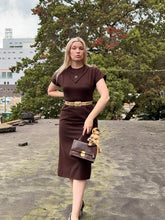 Load image into Gallery viewer, vintage 1950s brown wool dress {xs}