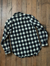 Load image into Gallery viewer, vintage 1950s black &amp; white plaid wool shirt