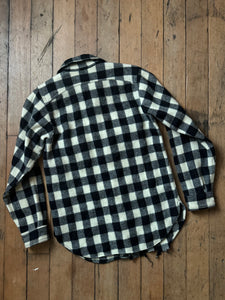 vintage 1950s black & white plaid wool shirt