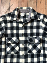 Load image into Gallery viewer, vintage 1950s black &amp; white plaid wool shirt