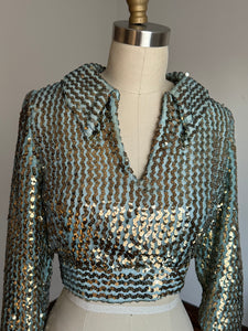 vintage 1960s sequin crop top {s}