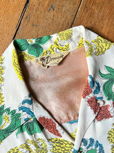 Load image into Gallery viewer, vintage 1950s Hawaiian Leis print shirt - loop collar