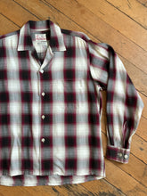Load image into Gallery viewer, vintage 1950s shadow plaid long sleeve shirt - loop collar