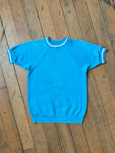 vintage 1960s blue short sleeve sweatshirt