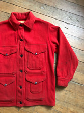 Load image into Gallery viewer, vintage 1950s FILSON cruiser red wool mackinaw jacket AS-IS