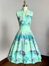 Load image into Gallery viewer, vintage 1950s novelty sailboat sun dress {xs}