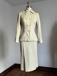 vintage 1940s cream wool suit {xxs}