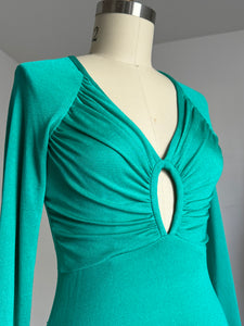 vintage 1970s turquoise dress {xs-m}